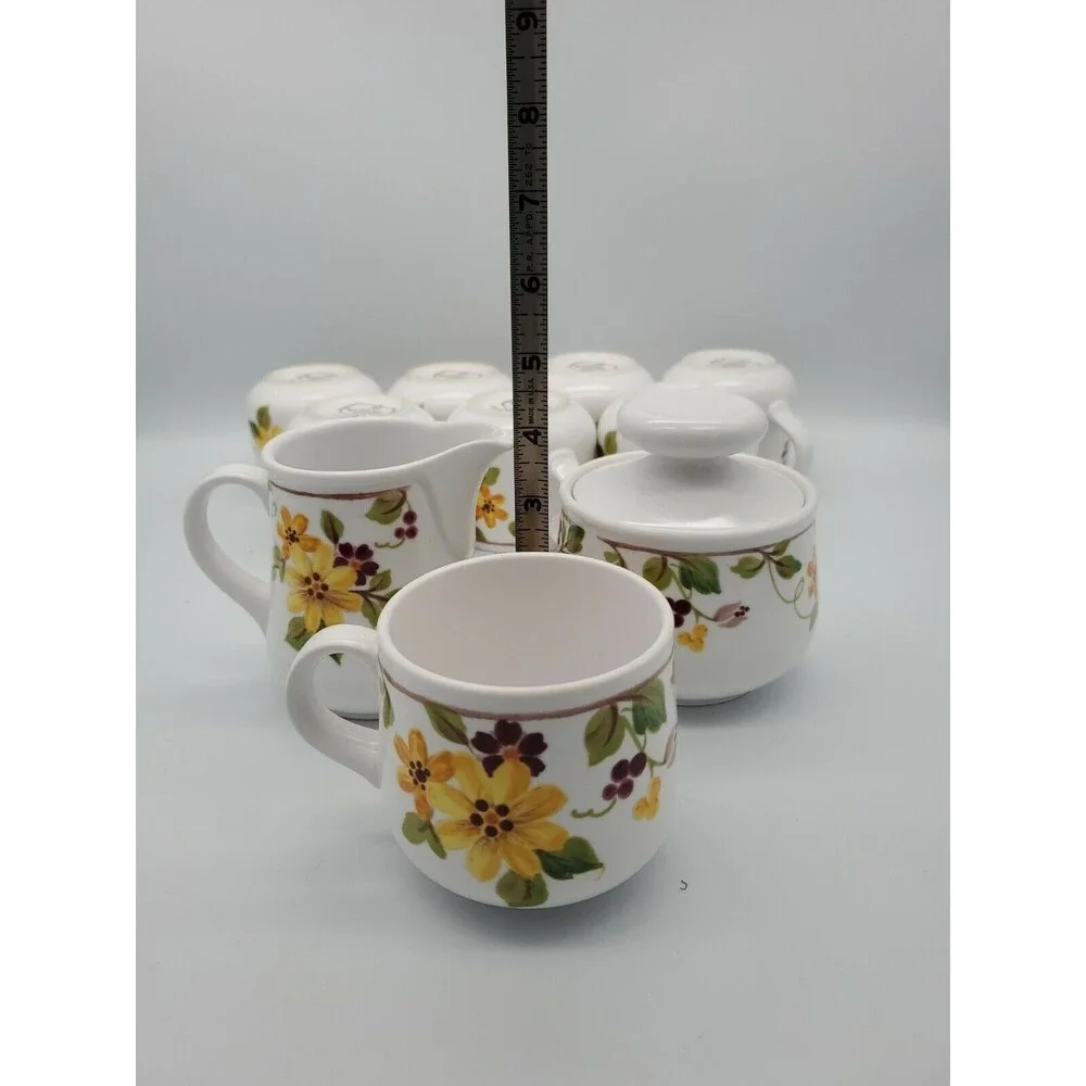 Berredin Noritake Progression China  Japan Coffee Set 8 Cups, Cream & Sugar NICE